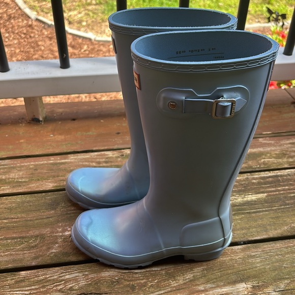 Hunter Shiny Blue Tall Boots - Picture 4 of 8